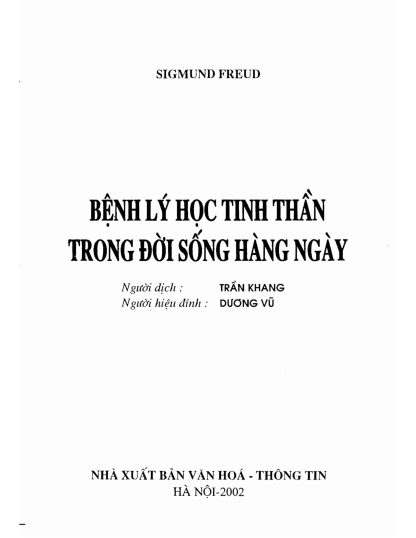 Bệnh Lý Học Tinh Thần Về Sinh Hoạt Đời Thường (Phân Tâm Học) - Sigmund Freud - Hình ảnh 2