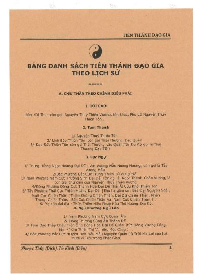Phả Hệ Tiên Thánh Đạo Giáo (Danh Sách Tiên Thánh Đạo Gia) - Nguyễn Tử Kính - Hình ảnh 5