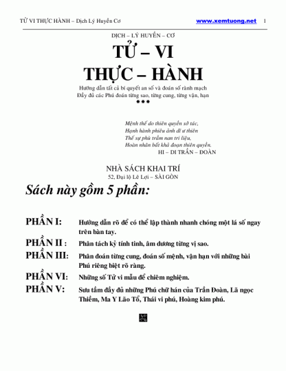 Tử Vi Thực Hành (Tử Vi Chính Biện) - Dịch Lý Huyền Cơ - Hình ảnh 2