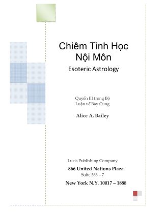 Sách Thông Thiên Học: Chiêm Tinh Học Nội Môn - Alice A. Bailey