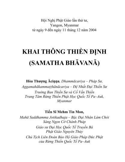 Khai Thông Thiền Định Và Thiền Tuệ - Pa Auk Sayadaw & Tiến Sĩ Mehm Tin Mon - Hình ảnh 4